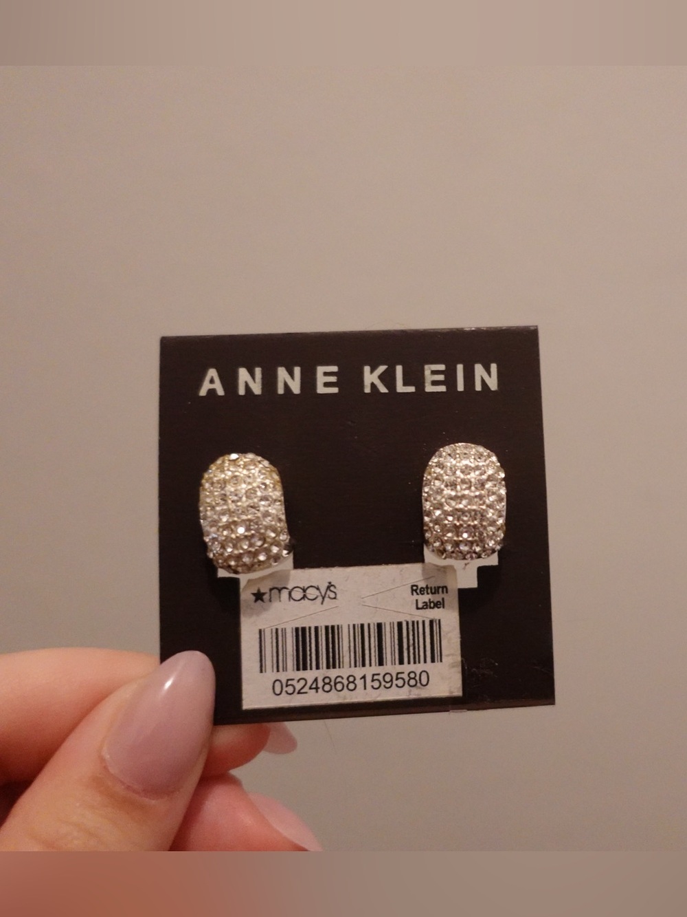 Anne Klein Gold-Tone Pave Dome Stud Earrings